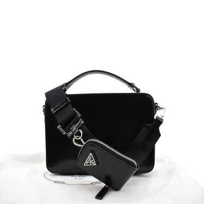 PRADA Brique Patent Leather Crossbody Bag Black 2VH069