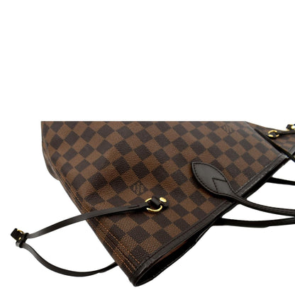 LOUIS VUITTON Neverfull MM Damier Ebene Tote Bag Brown