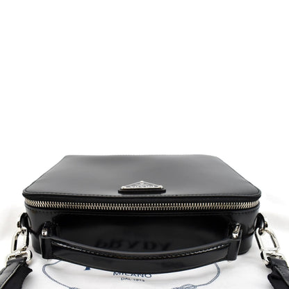 PRADA Brique Patent Leather Crossbody Bag Black 2VH069