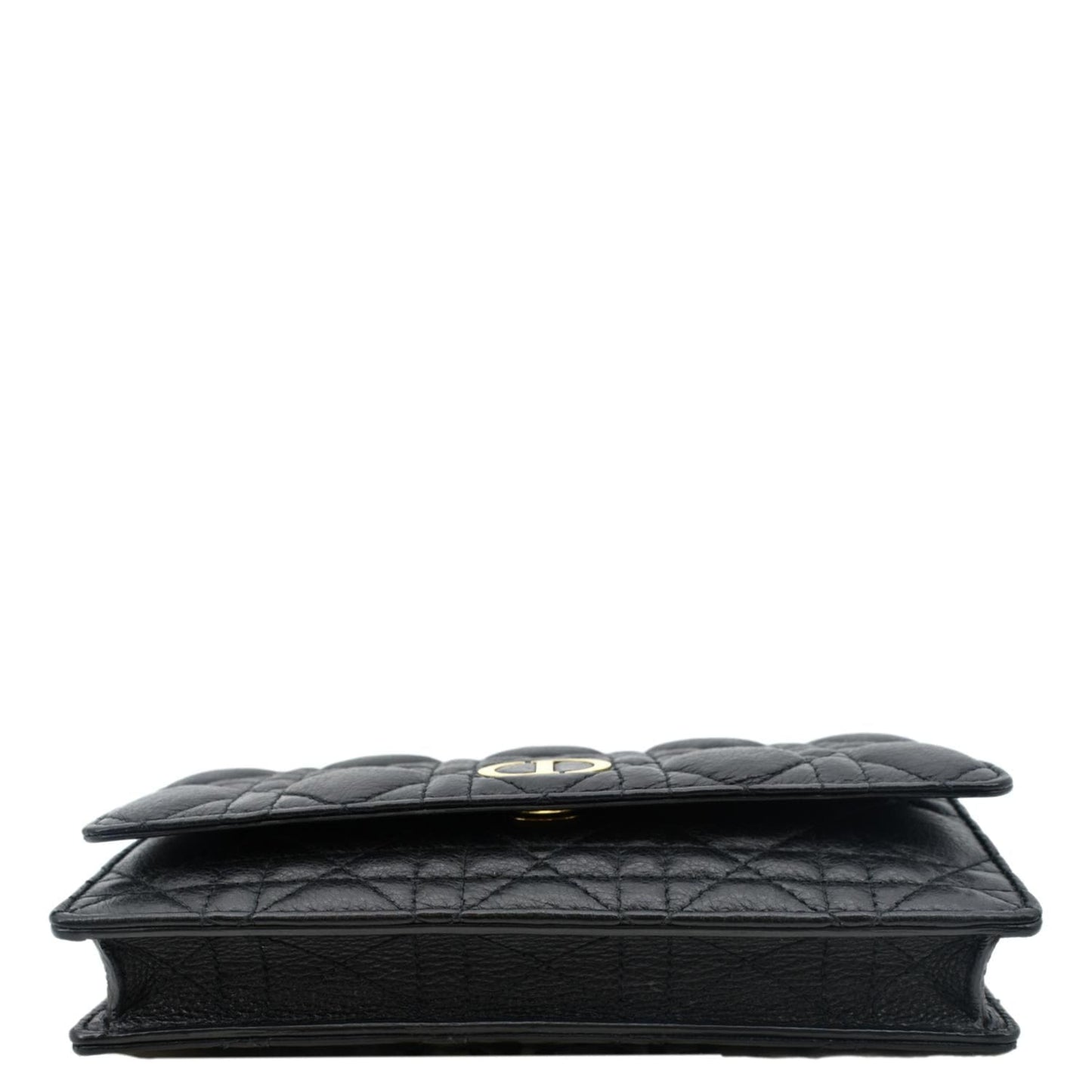 CHRISTIAN DIOR Caro Cannage Calf Leather Shoulder Bag Black
