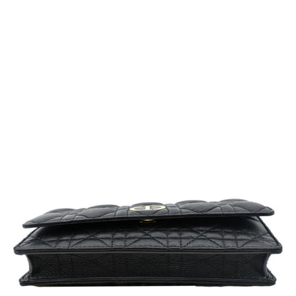 CHRISTIAN DIOR Caro Cannage Calf Leather Shoulder Bag Black