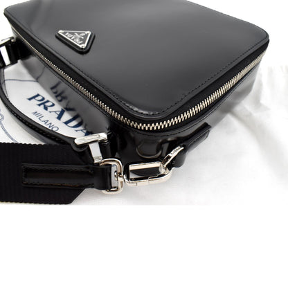 PRADA Brique Patent Leather Crossbody Bag Black 2VH069