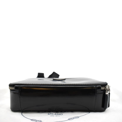PRADA Brique Patent Leather Crossbody Bag Black 2VH069