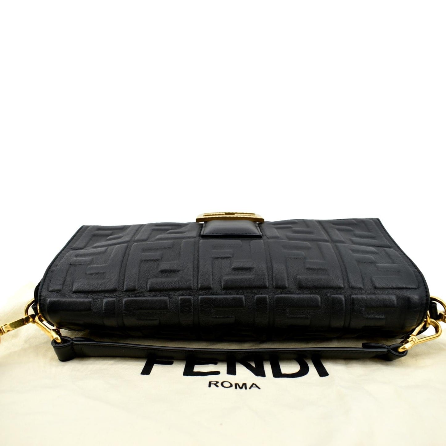 FENDI Baguette Leather Shoulder Bag Black
