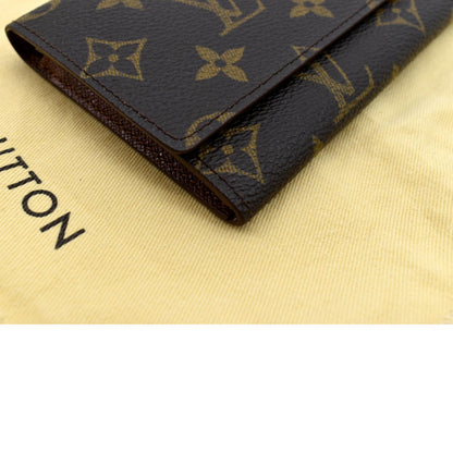 LOUIS VUITTON Fold Over Monogram Canvas Wallet Brown