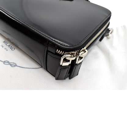 PRADA Brique Patent Leather Crossbody Bag Black 2VH069
