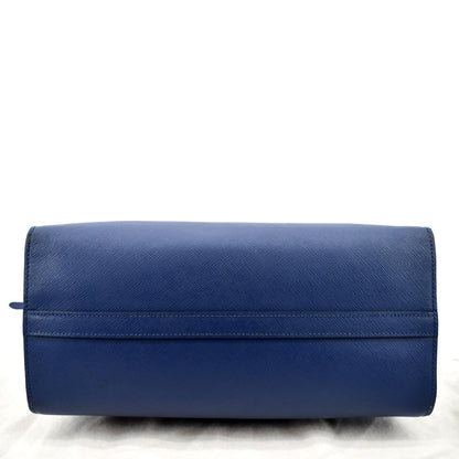 PRADA Saffiano Leather Tote Shoulder Bag Blue