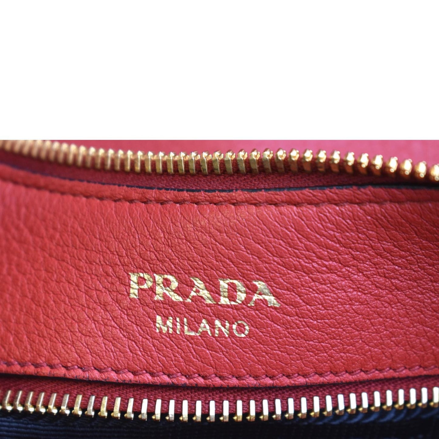 PRADA Vitello Daino Leather Hobo Bag Red