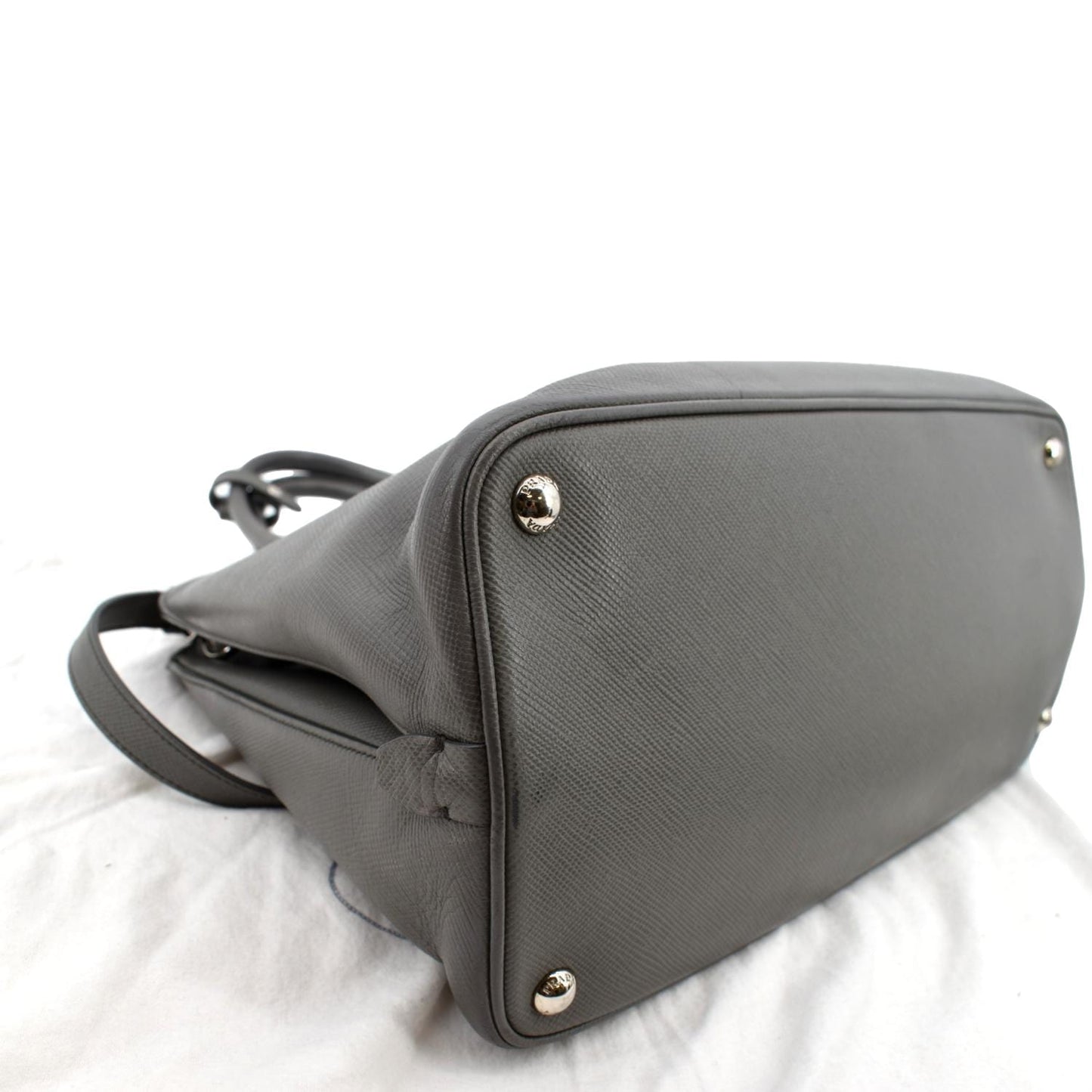 PRADA Cuir Open Promenade Saffiano LeatherTop Handle Tote Bag Grey