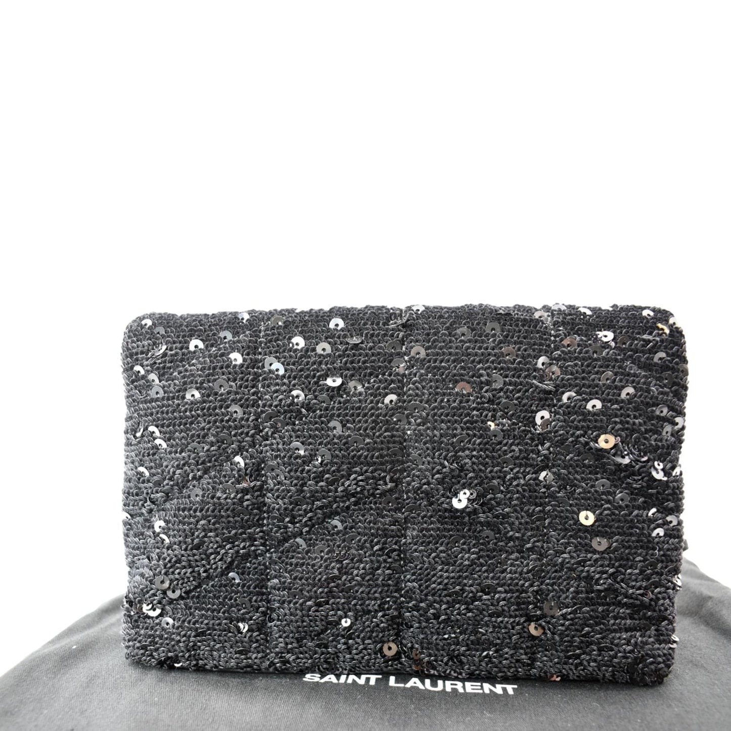 YVES SAINT LAURENT Small Puffer Sequin Clutch Wallet Black - sold