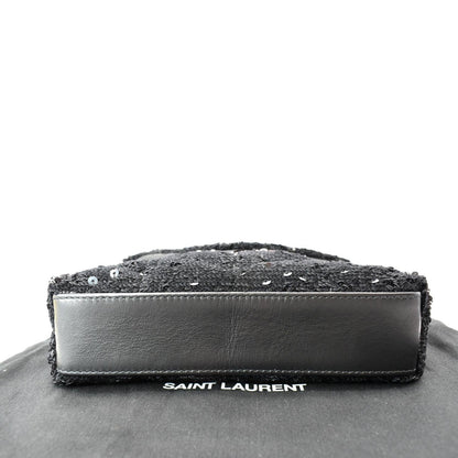 YVES SAINT LAURENT Small Puffer Sequin Clutch Wallet Black - sold