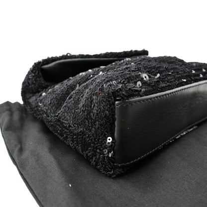 YVES SAINT LAURENT Small Puffer Sequin Clutch Wallet Black - sold