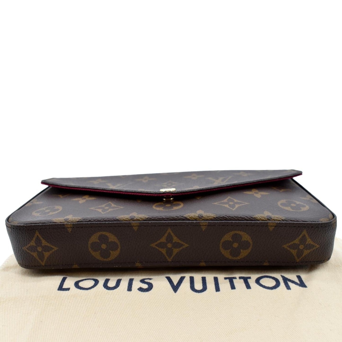 LOUIS VUITTON Felicie Monogram Canvas Pochette Crossbody Bag Brown