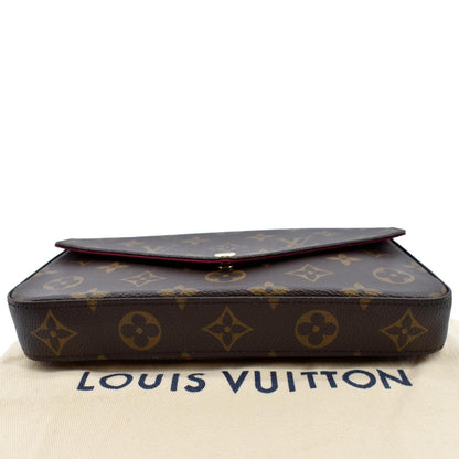 LOUIS VUITTON Felicie Monogram Canvas Pochette Crossbody Bag Brown