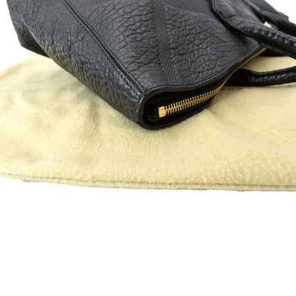 BURBERRY Dewsbury Medium Grain Check Embossed Tote Bag Black