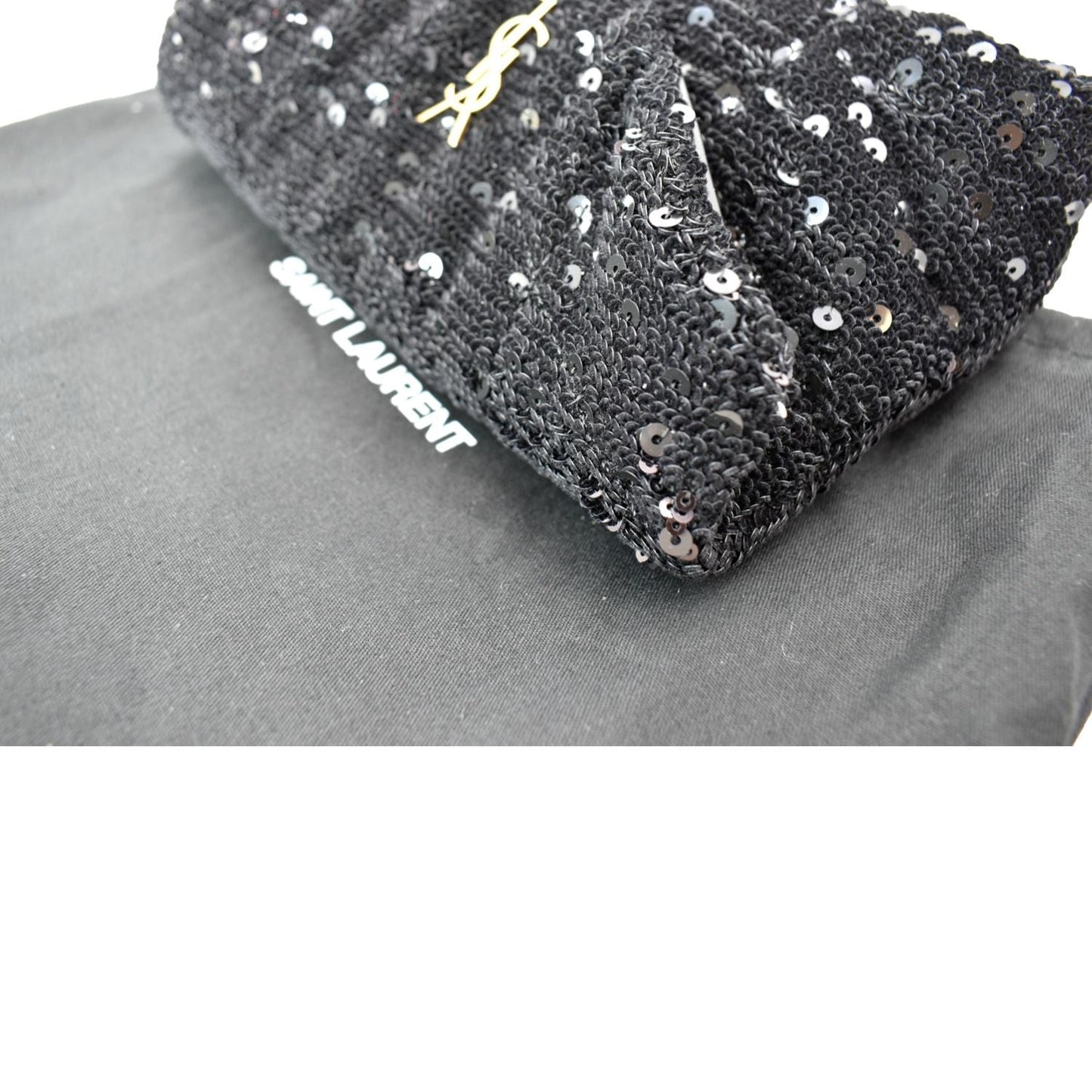 YVES SAINT LAURENT Small Puffer Sequin Clutch Wallet Black - sold