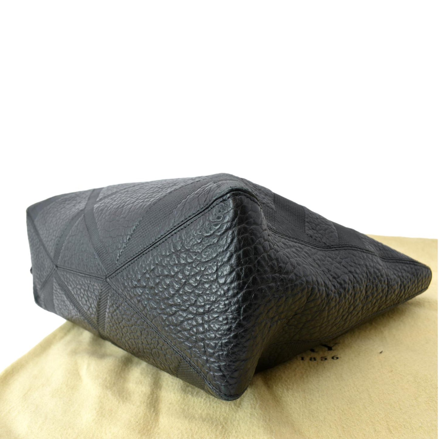 BURBERRY Dewsbury Medium Grain Check Embossed Tote Bag Black