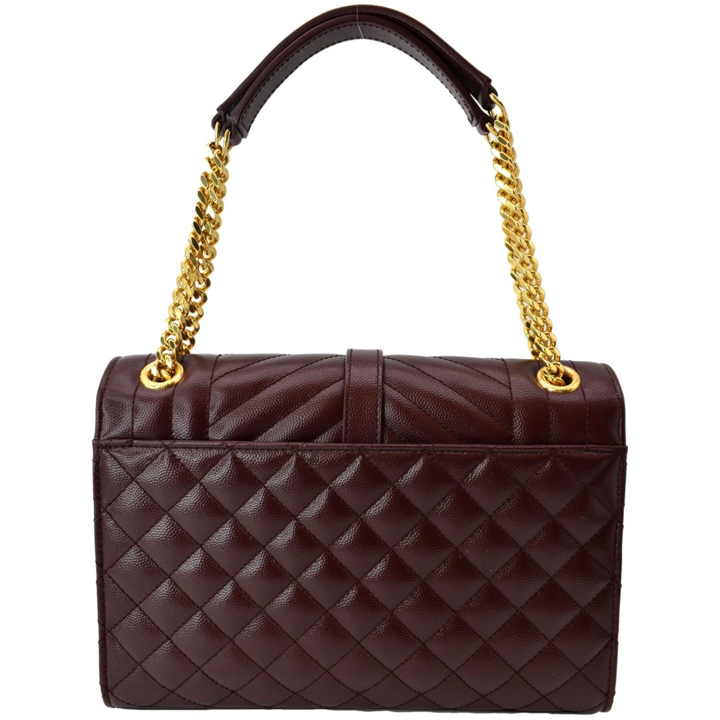 YVES SAINT LAURENT Medium Envelope Leather Chain Shoulder Bag Maroon