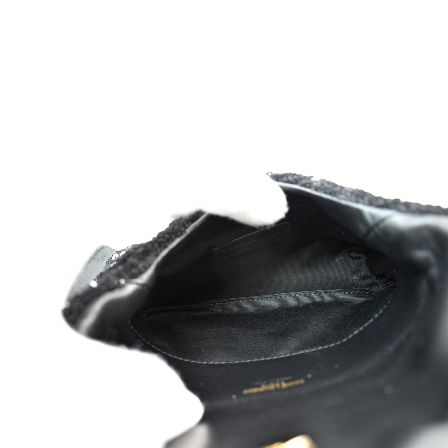 YVES SAINT LAURENT Small Puffer Sequin Clutch Wallet Black - sold