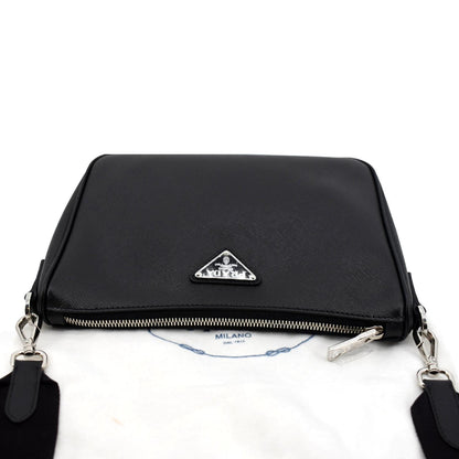 PRADA Saffiano Leather Shoulder Bag Black 2VH113