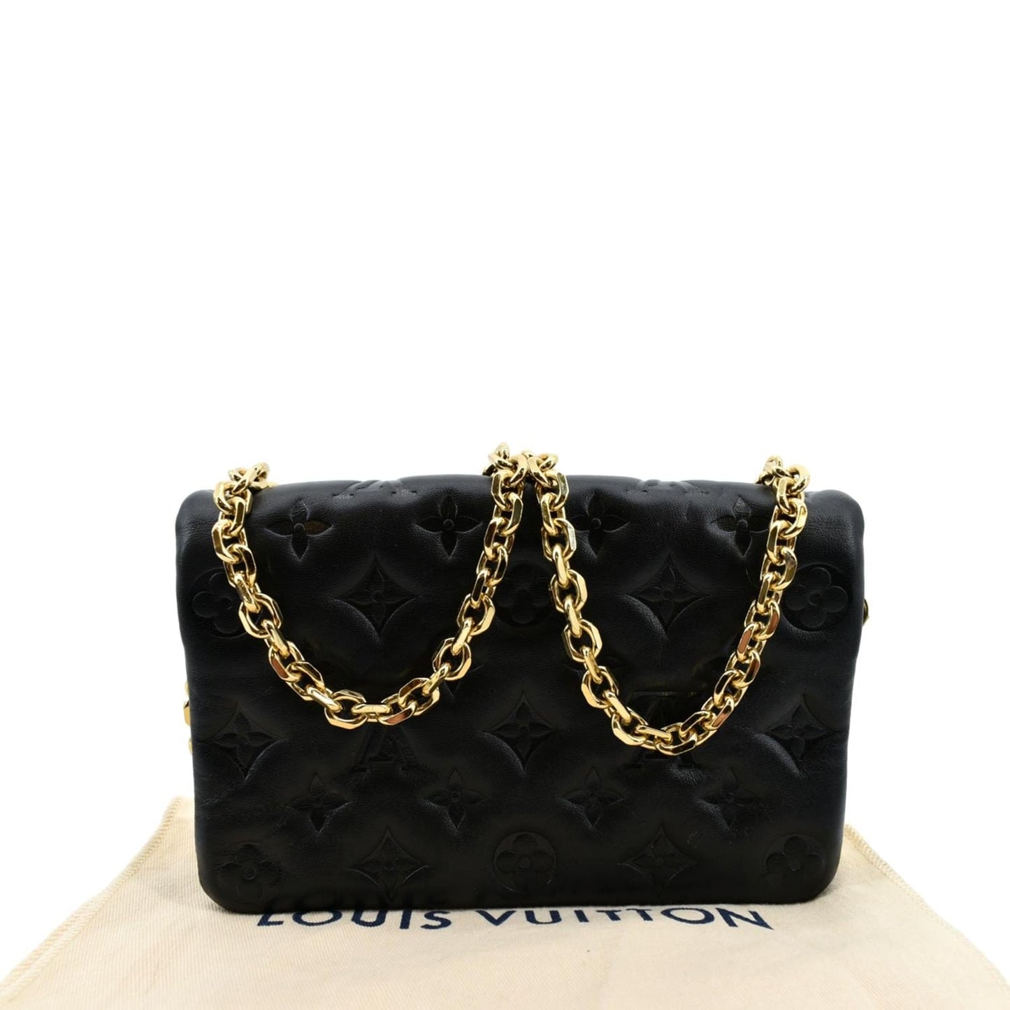 LOUIS VUITTON Coussin Monogram Embossed Pochette Crossbody Bag Black