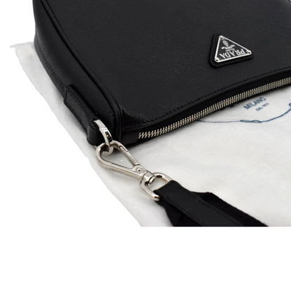 PRADA Saffiano Leather Shoulder Bag Black 2VH113
