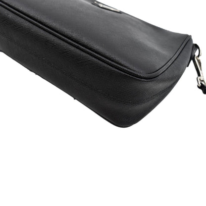 PRADA Saffiano Leather Shoulder Bag Black 2VH113