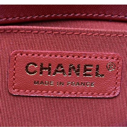 CHANEL Medium Boy Flap Calf Leather Shoulder Bag Red