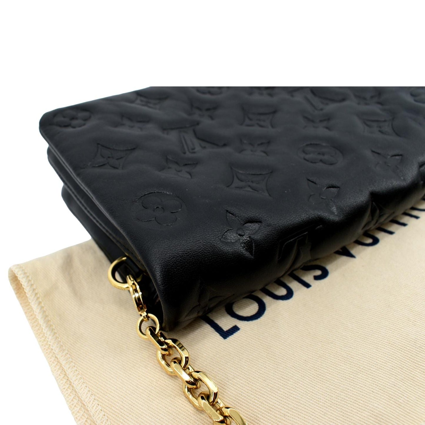 LOUIS VUITTON Coussin Monogram Embossed Pochette Crossbody Bag Black