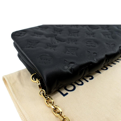 LOUIS VUITTON Coussin Monogram Embossed Pochette Crossbody Bag Black
