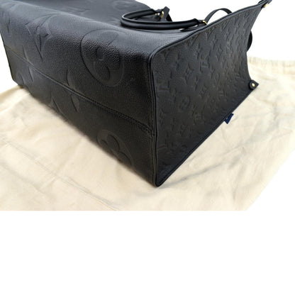 LOUIS VUITTON Onthego GM Monogram Empreinte Leather Tote Bag Black