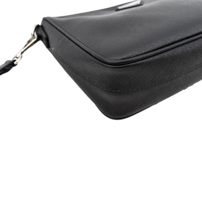 PRADA Saffiano Leather Shoulder Bag Black 2VH113