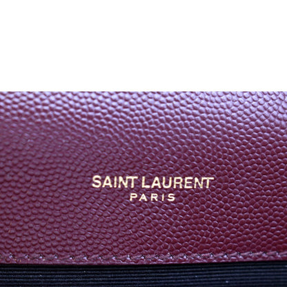 YVES SAINT LAURENT Medium Envelope Leather Chain Shoulder Bag Maroon