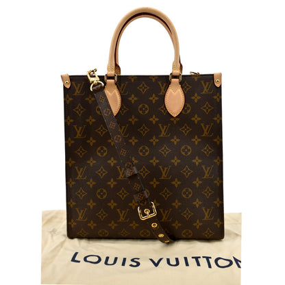 LOUIS VUITTON Sac Plat PM Monogram Canvas Tote Shoulder Bag Brown