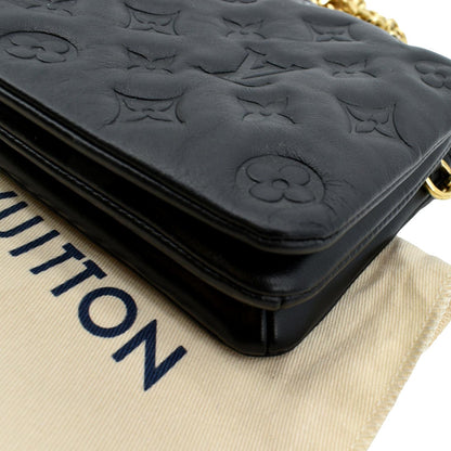 LOUIS VUITTON Coussin Monogram Embossed Pochette Crossbody Bag Black