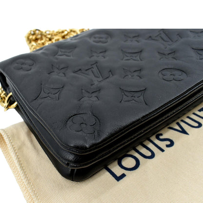 LOUIS VUITTON Coussin Monogram Embossed Pochette Crossbody Bag Black
