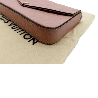 LOUIS VUITTON Pochette Felicie Monogram Empreinte Leather Chain Wallet Rose Poudre