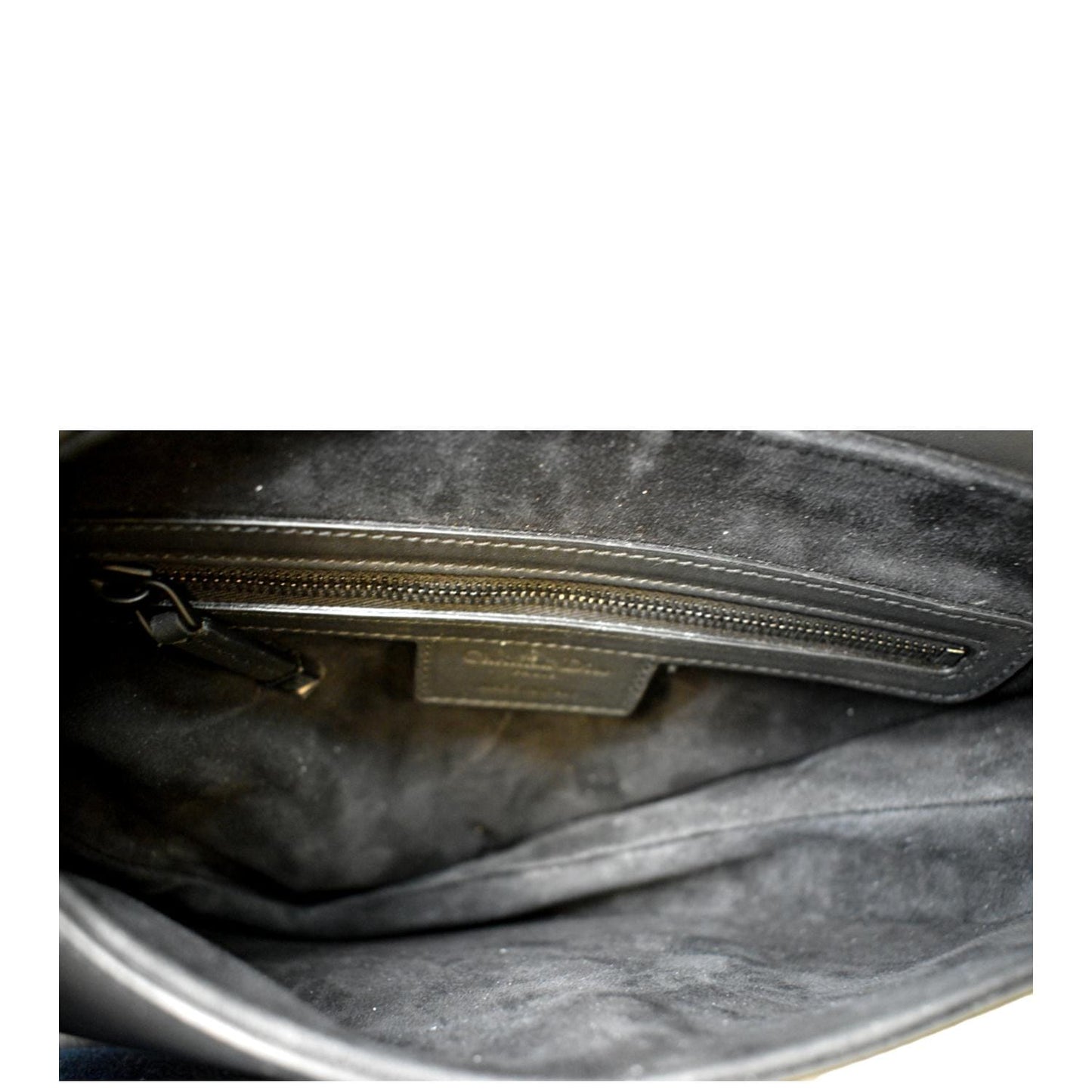CHRISTIAN DIOR Saddle Leather Satchel Bag Black