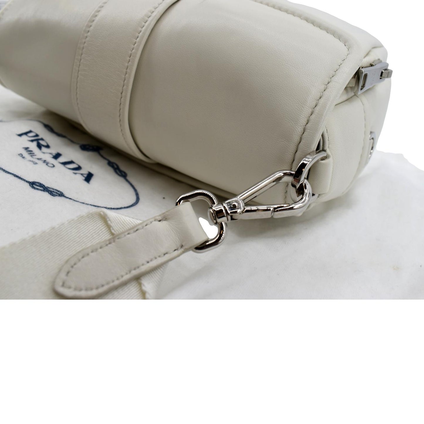 PRADA Borsa Pocket Con Nappa Leather Shoulder Bag White