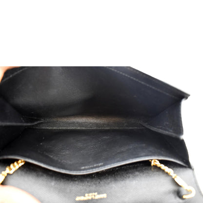 YVES SAINT LAURENT Uptown Leather Crossbody Chain Wallet Black