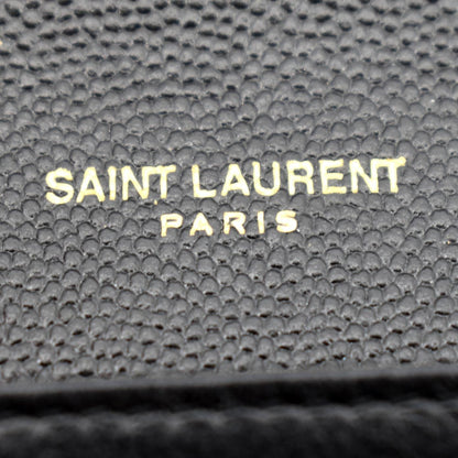 YVES SAINT LAURENT Uptown Leather Crossbody Chain Wallet Black