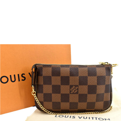 LOUIS VUITTON Mini Pochette Damier Ebene Accessories Pouch Brown