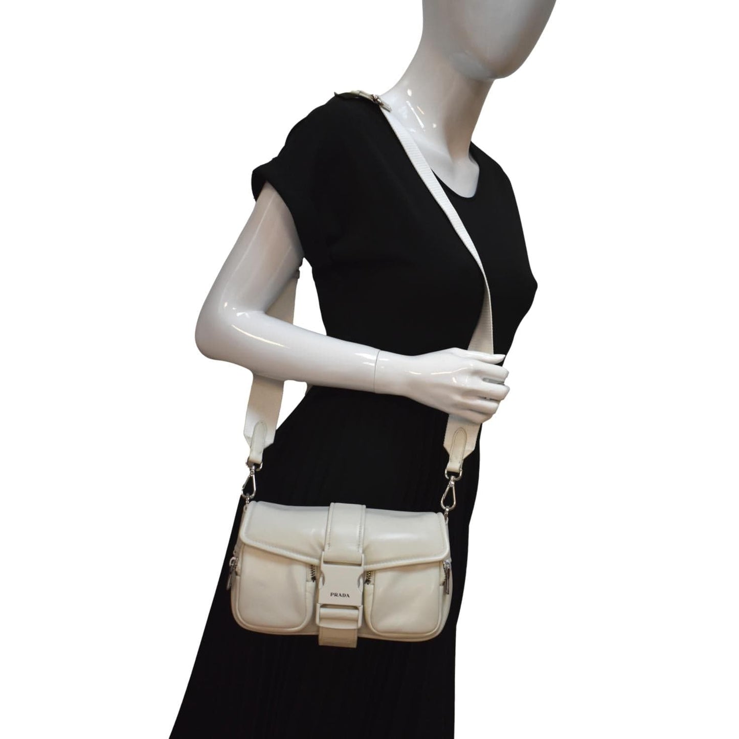 PRADA Borsa Pocket Con Nappa Leather Shoulder Bag White