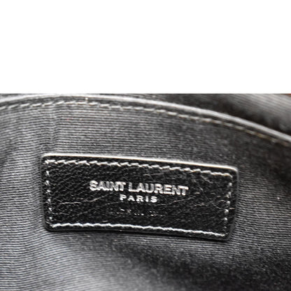 YVES SAINT LAURENT Monogram Leather Pouch Maroon