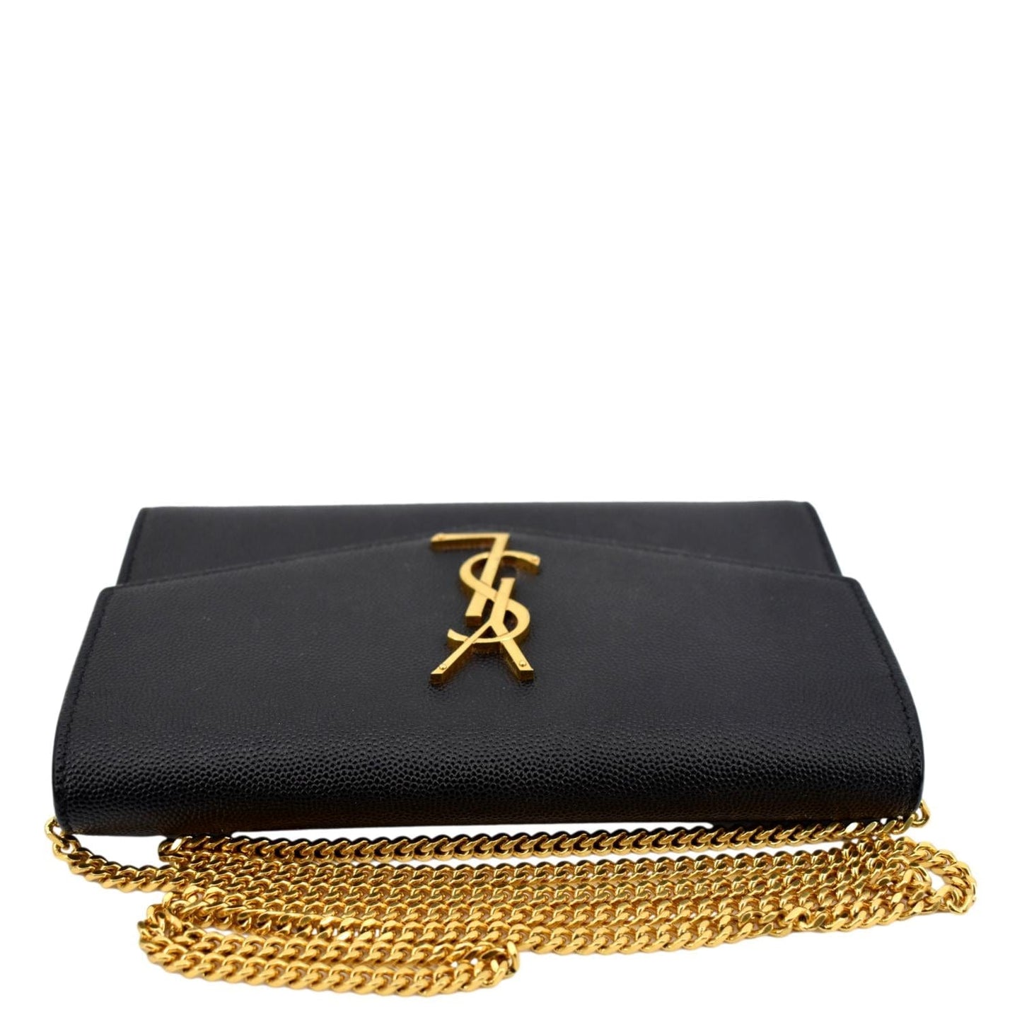 YVES SAINT LAURENT Uptown Leather Crossbody Chain Wallet Black