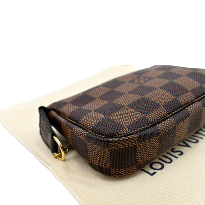 LOUIS VUITTON Mini Pochette Damier Ebene Accessories Pouch Brown