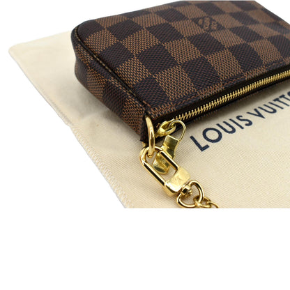 LOUIS VUITTON Mini Pochette Damier Ebene Accessories Pouch Brown
