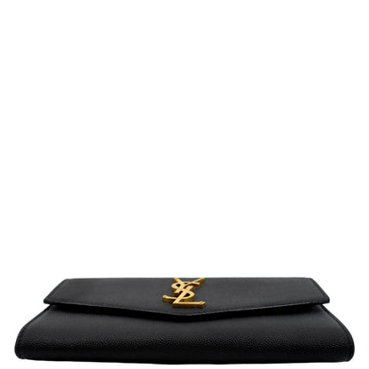 YVES SAINT LAURENT Uptown Leather Crossbody Chain Wallet Black