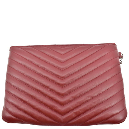 YVES SAINT LAURENT Monogram Leather Pouch Maroon