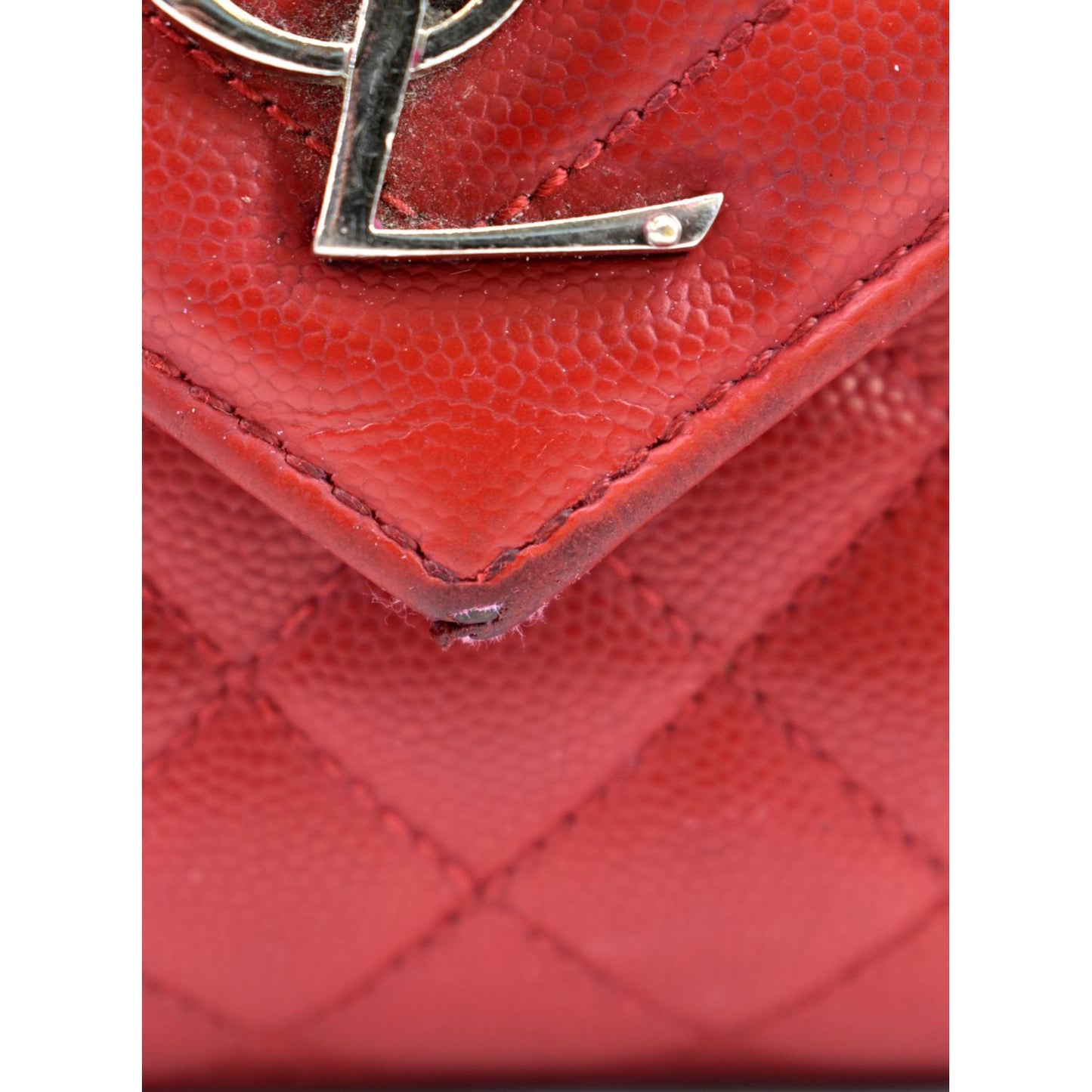 YVES SAINT LAURENT Envelope Flap Matelasse Leather Shoulder Bag Red